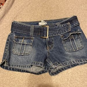 Jean shorts. Belt is removable